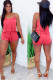 Red Fashion Sexy adult Ma'am Patchwork Solid Two Piece Suits pencil Sleeveless Two Pieces