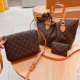 Brown Daily Letters Patchwork Bags