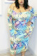 colour Sexy Knitting Print Bateau Neck Pencil Skirt Plus Size 