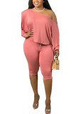 Grey Milk Silk Fashion Active adult Ma'am Solid Two Piece Suits pencil Long Sleeve Two Pieces
