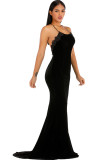 Wine Red Sexy Off The Shoulder Sleeveless Halter Neck Step Skirt Floor-Length backless bandage Soli