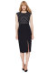 Black Fashion Sleeveless O neck Slim Dress Knee-Length diamonds split 