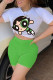 Green Fashion Casual Printed Short-sleeved Top Set
