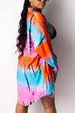 White Fashion Casual Adult Twilled Satin Print Turndown Collar Long Sleeve Shirt-Sleeve Long Two Pieces