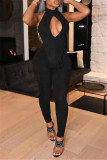 Red Fashion Sexy Solid Hollowed Out Backless Turtleneck Sleeveless Two Pieces