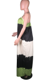 Multicolor Sexy Print Patchwork Spaghetti Strap Straight Dresses