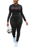 Blue Fashion Casual Adult Print Patchwork O Neck Long Sleeve Regular Sleeve Regular Two Pieces