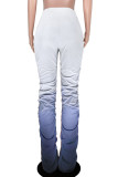 Yellow Elastic Fly Drawstring Mid Gradient Draped bandage Boot Cut Pants