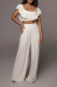 White Sexy Solid Patchwork Off the Shoulder Short Sleeve Two Pieces