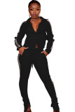 Wine Red Casual Two Piece Suits Patchwork Solid Loose Long Sleeve Two-piece Pants Set