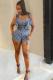 Blue Fashion Sexy Asymmetrical Polka Dot Sleeveless Slip Rompers