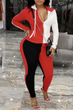 Black Casual Solid Patchwork Hooded Collar Long Sleeve Two Pieces