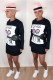 Black Casual Fashion adult Cap Sleeve Long Sleeves O neck Step Skirt Mini Print Long Sleeve Dre