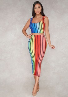 As Show Brief Cute O-Neck Sleeveless Pencil skirt Two Piece Dresses