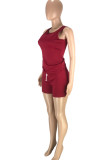 Royal Blue Fashion Casual Solid Basic O Neck Sleeveless Two Pieces