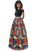 As Show-4 Bohemian Brief Cute O-Neck Short Sleeve Fit and Flare Long Two Piece Clothes
