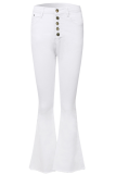 Red Street Solid Buckle Boot Cut High Waist Speaker Patchwork Bottoms