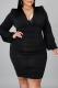 Black Sexy Solid Patchwork V Neck Plus Size Dresses