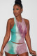 celadon Fashion Casual adult Ma'am Patchwork Print Tie Dye contrast color Two Piece Suits pencil Sleeveless Two Pieces