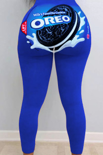 Blue Sexy Print Skinny Bottoms