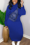 Black Casual Solid Hooded Collar Long Sleeve Two Pieces