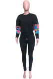 Apricot Casual Camouflage Print Two Piece Suits Patchwork pencil Long Sleeve