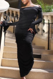 Red Fashion Sexy adult Patchwork Solid backless Draped Two Piece Suits pencil Half Sleeve Two Pieces