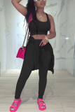 Blue Fashion Casual Adult Solid Patchwork O Neck Long Sleeve Regular Sleeve Regular Two Pieces
