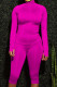 rose red Fashion Active adult Ma'am Solid Two Piece Suits pencil Long Sleeve Two Pieces