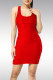 Red Casual Solid Patchwork U Neck Pencil Skirt Dresses
