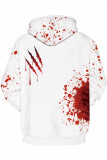 Red Fashion Street Adult Print Patchwork Pullovers Hooded Collar Outerwear