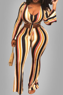Stripe Street Striped Loose Long Sleeve Two Pieces