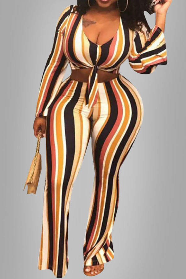 Stripe Street Striped Loose Long Sleeve Two Pieces