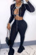 Black Sexy Solid Hollowed Out Patchwork Frenulum O Neck Long Sleeve Two Pieces