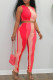 Pink Fashion Casual Patchwork Basic O Neck Sleeveless Two Pieces