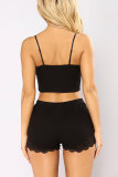 Pink Fashion Sexy adult Patchwork Solid Two Piece Suits HOLLOWED OUT Straight Sleeveless Two Pieces