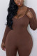 Coffee Sportswear Solid U Neck Skinny Jumpsuits