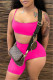 Rose Red Fashion Sexy Suspender Top And Shorts Two-piece Set