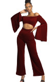 White Sexy Patchwork Solid Ruffled Long Sleeve one word collar Jumpsuits
