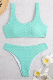 Blue Sexy Solid Patchwork Swimwears