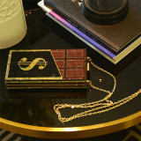 Black Fashion Patchwork Chain Strap Crossbody Bag