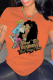 Tangerine Red Casual Print Patchwork O Neck T-Shirts