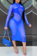Blue Sexy Solid Patchwork Mesh Swimwears