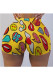 Yellow Milk Silk Elastic Fly Mid Print Skinny shorts Bottoms