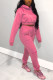 Pink Street Solid Hooded Collar Long Sleeve Two Pieces