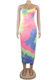 Multi-color Fashion Sexy Spaghetti Strap Sleeveless Slip Slim Dress Floor-Length split asymmetrical Bl