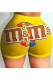 Yellow Elastic Fly Low Print Straight shorts Bottoms