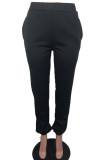Black Elastic Fly Mid Solid Harlan pants Pants Bottoms