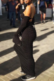 Red Fashion Sexy adult Patchwork Solid backless Draped Two Piece Suits pencil Half Sleeve Two Pieces