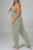 Black Fashion Casual Solid Basic O Neck Loose Jumpsuits